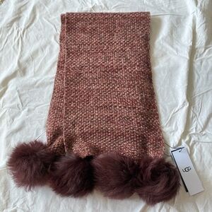 UGG 100% Cashmere Burgundy Pom Pom Accessory